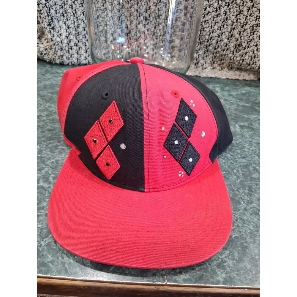 Harley Quinn Rhinestone Half Split Diamond Baseball Cap Snapback Hat DC COMICS